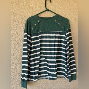 Striped Green and White Shirt